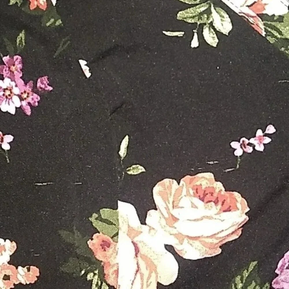 Torrid Black Floral Challis Button Down Trapeze Midi Dress - Picture 9 of 15